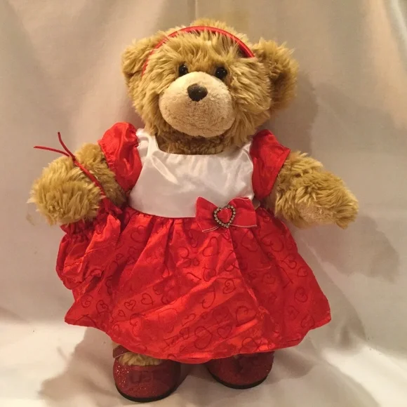 build a bear red dress Build-A-Bear Red Valentines Dress Purse Shoes Headband Outfit